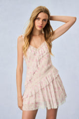 Serima Fragrance Print Mini Dress - STERLING DUSK