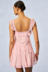 Serima Fragrance Print Mini Dress - STRAWBERRY MACAROON