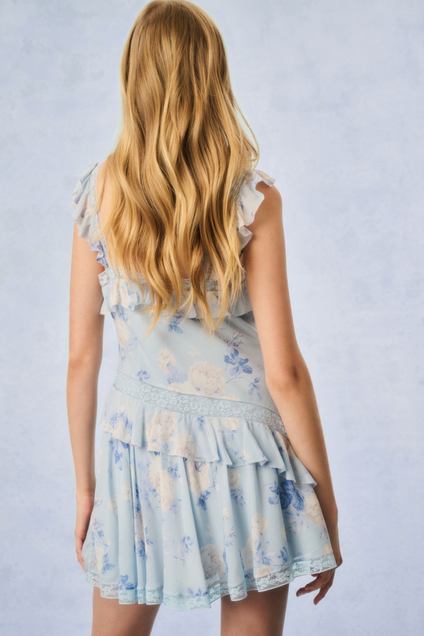 Serima Fragrance Print Mini Dress - WHISPER BLUE