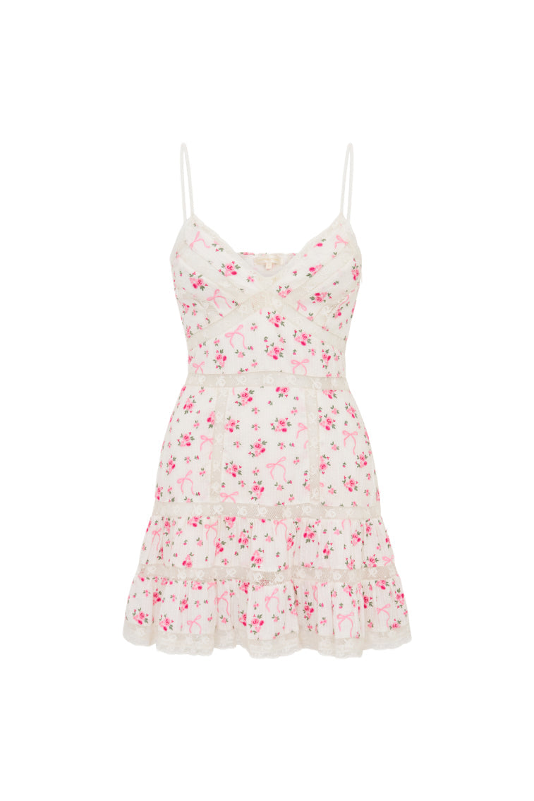 Solbina Cotton Rose & Bow Mini Dress