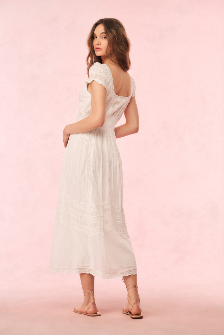 Suvi Cotton Midi Dress - WHITE