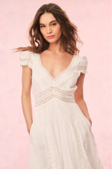 Suvi Cotton Midi Dress - WHITE