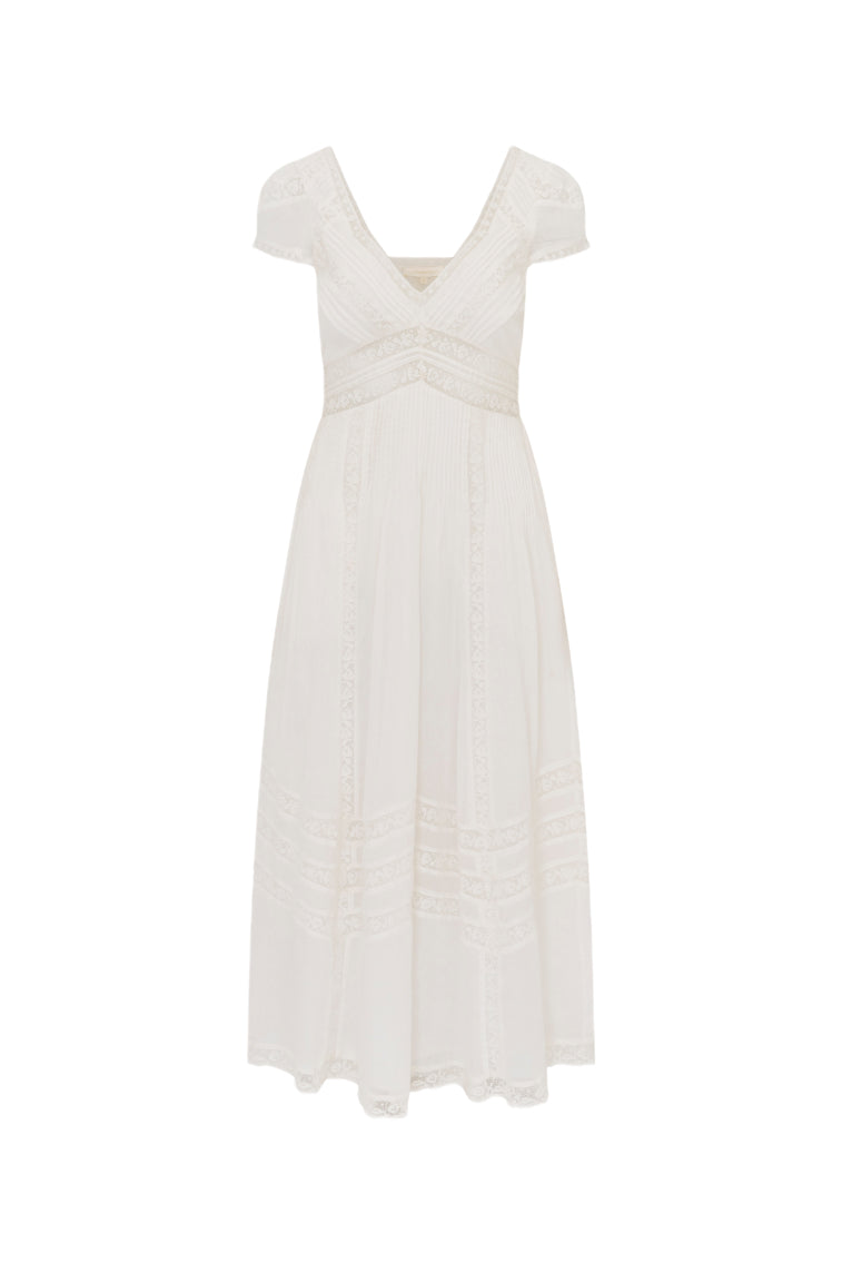 Suvi Cotton Midi Dress - WHITE