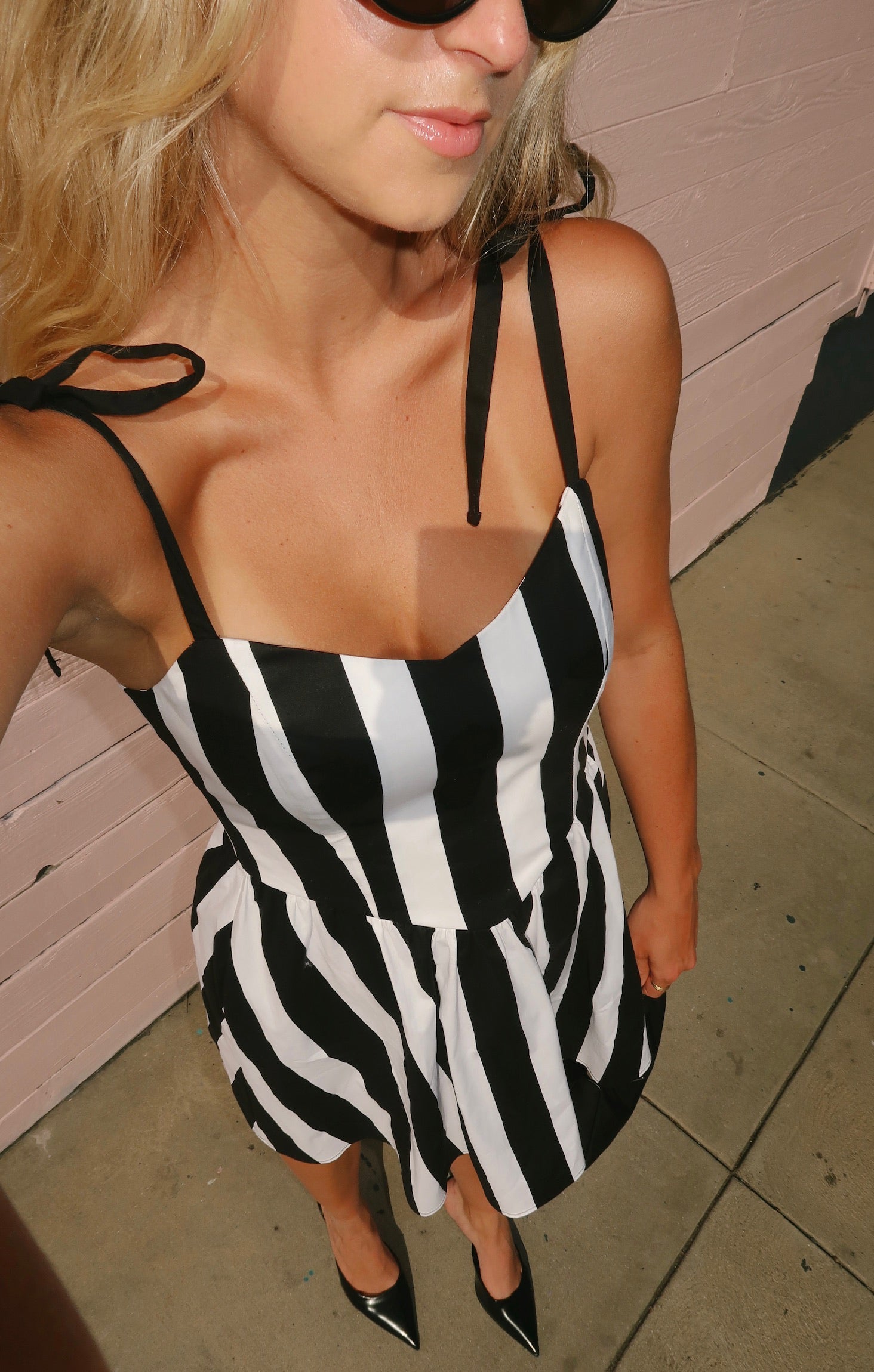 Dolled Up Mini Dress ~ Black and White Barbie™ Stripe