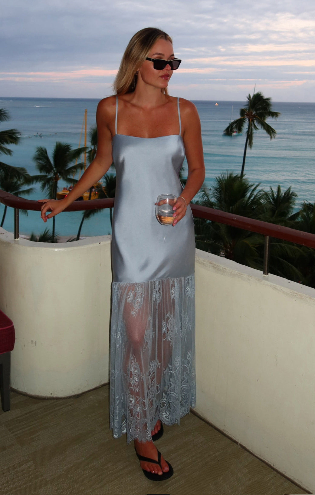 Vanity Dress ~ Steel Blue Luxe Satin