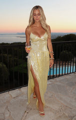 Gwen Maxi Dress ~ Yellow Shimmery Sequins