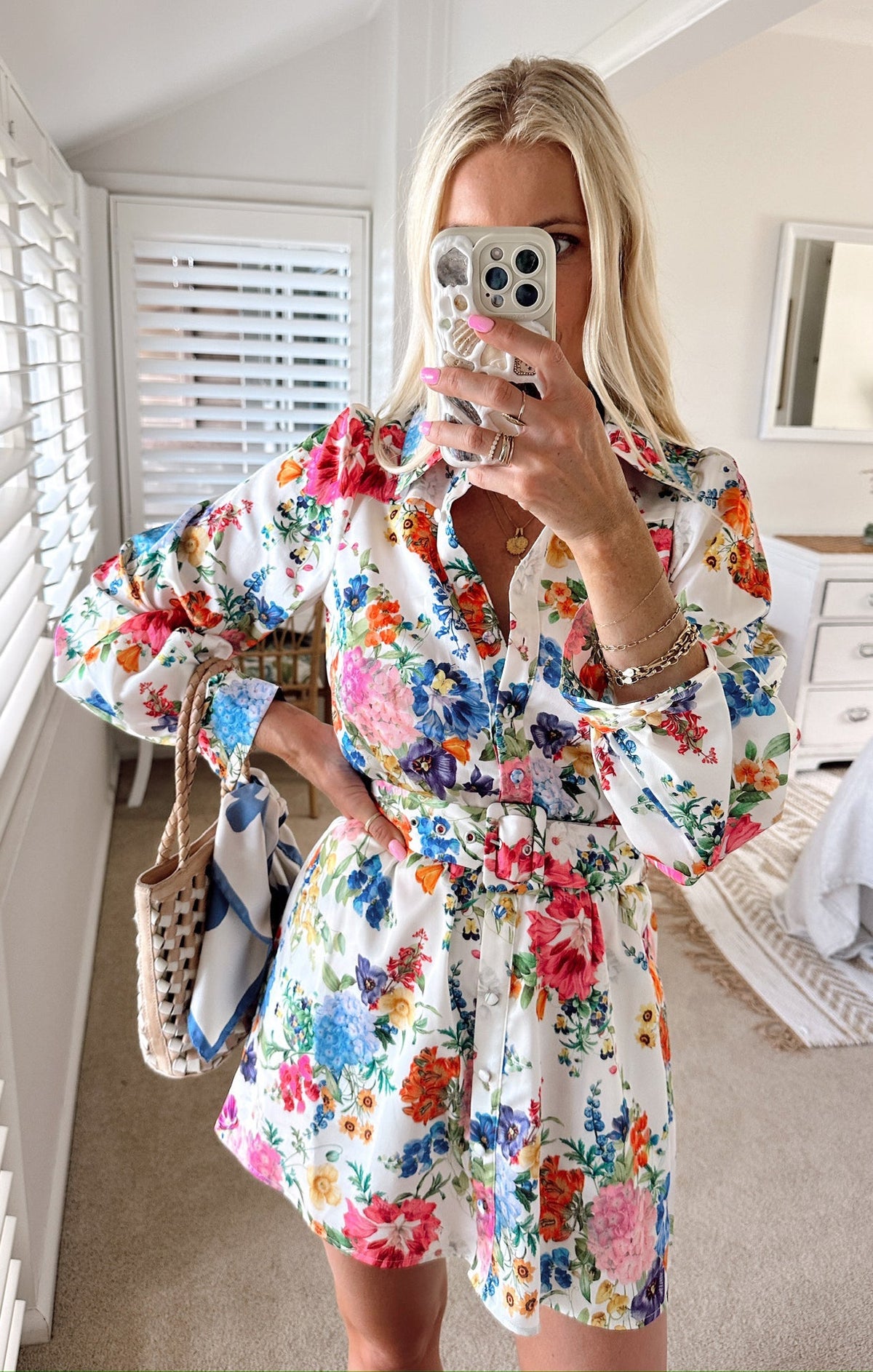 Carrie Collared Dress ~ Ivory Botanical Floral