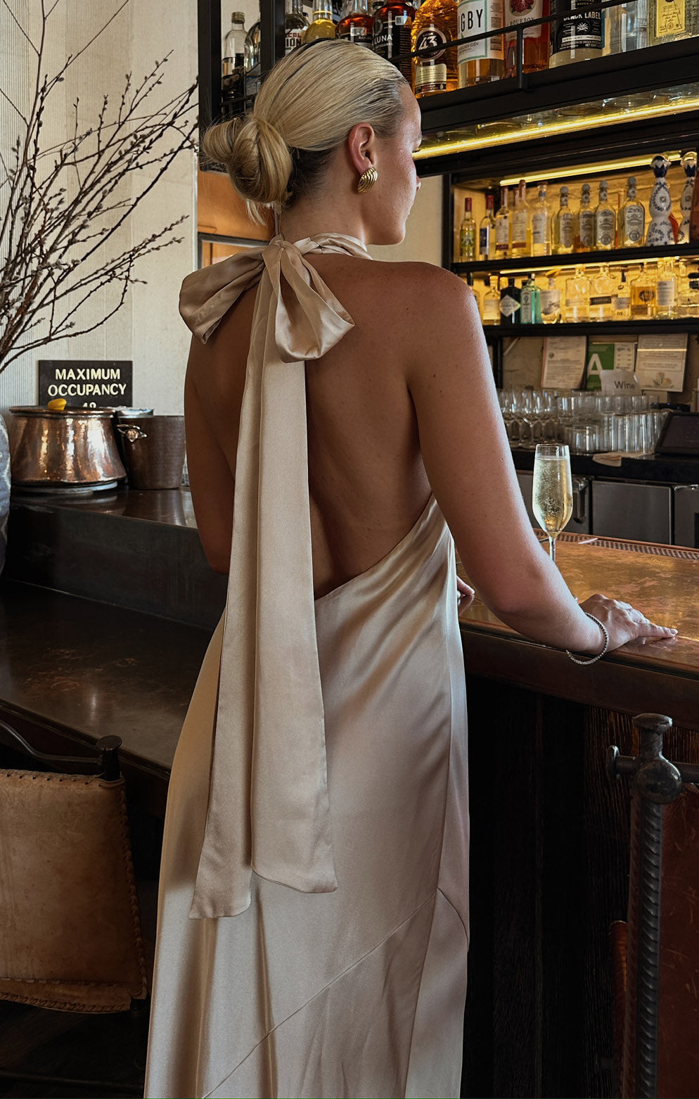 Lisa Maxi Dress ~ Champagne Luxe Satin