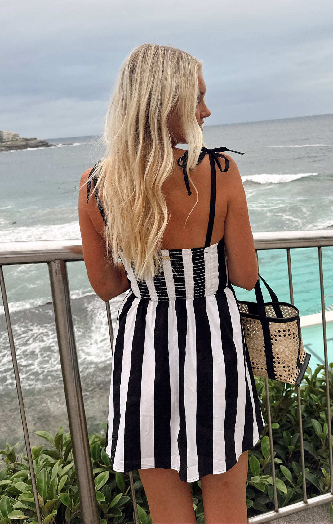 Dolled Up Mini Dress ~ Black and White Barbie™ Stripe