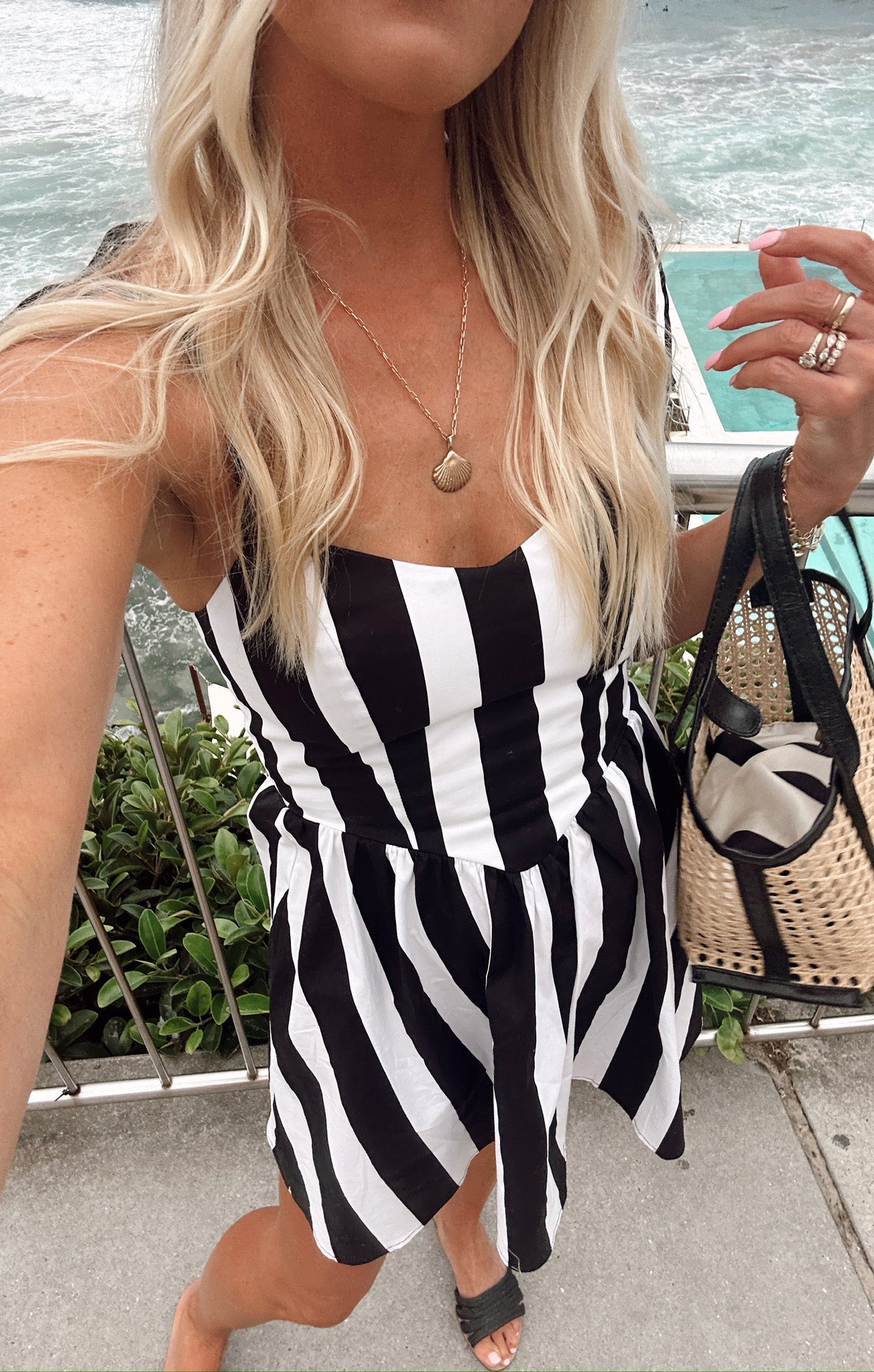 Dolled Up Mini Dress ~ Black and White Barbie™ Stripe