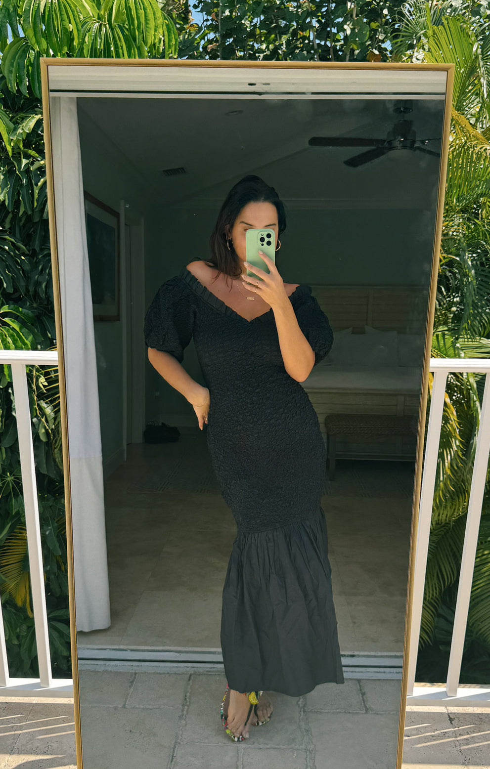 Rom Com Midi Dress ~ Black Texture Stretch