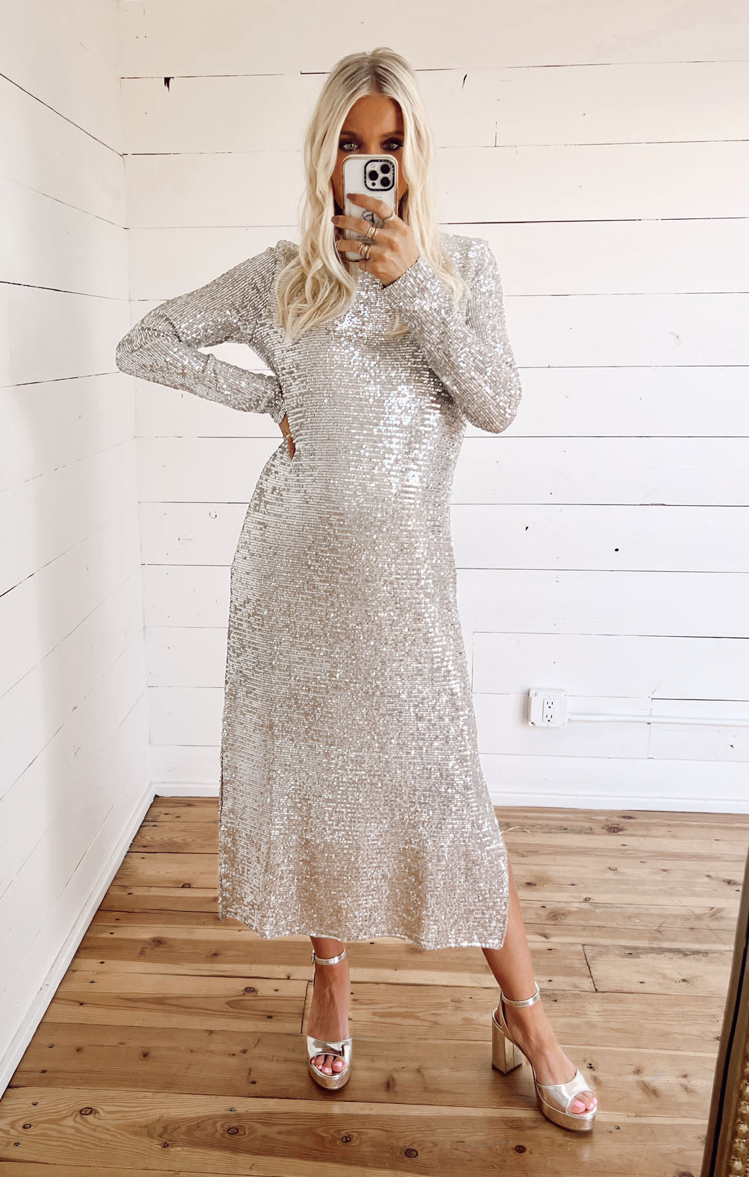 Maddison Dress ~ Platinum Sequins