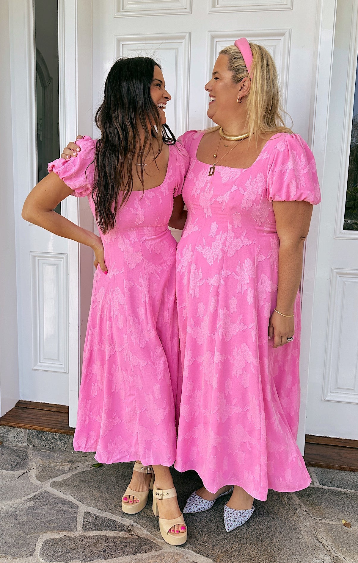 Mia Midi Dress ~ Pink Clip Floral