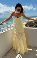 Dalia Maxi Dress ~ Pale Yellow Luxe Satin