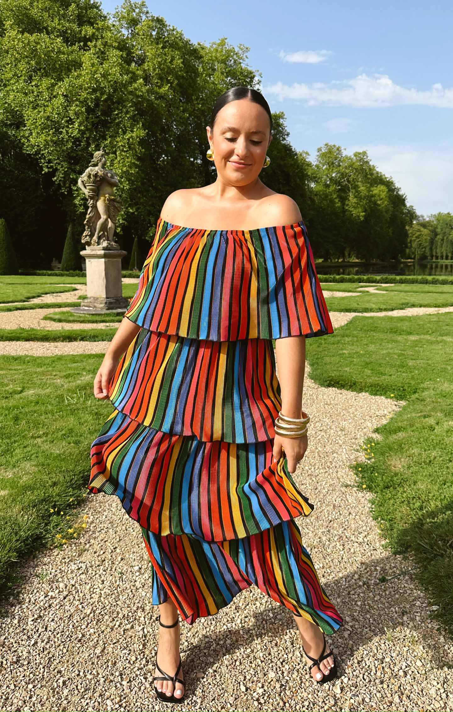 Lana Midi Dress ~ Rainbow Parade Pleat