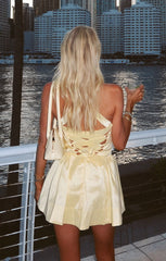 Abigail Mini Dress ~ Pale Yellow Taffeta