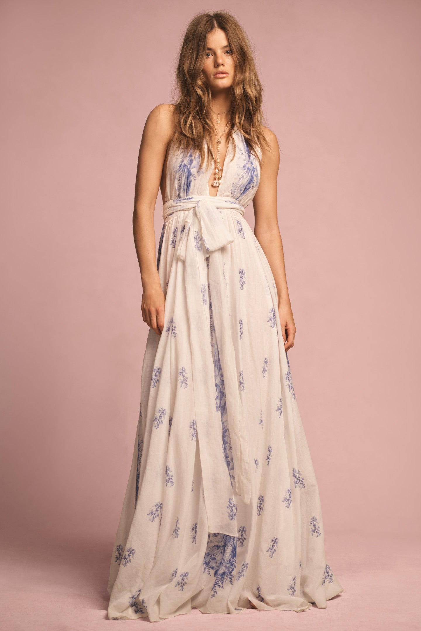 Lilah Cotton Halter Gown