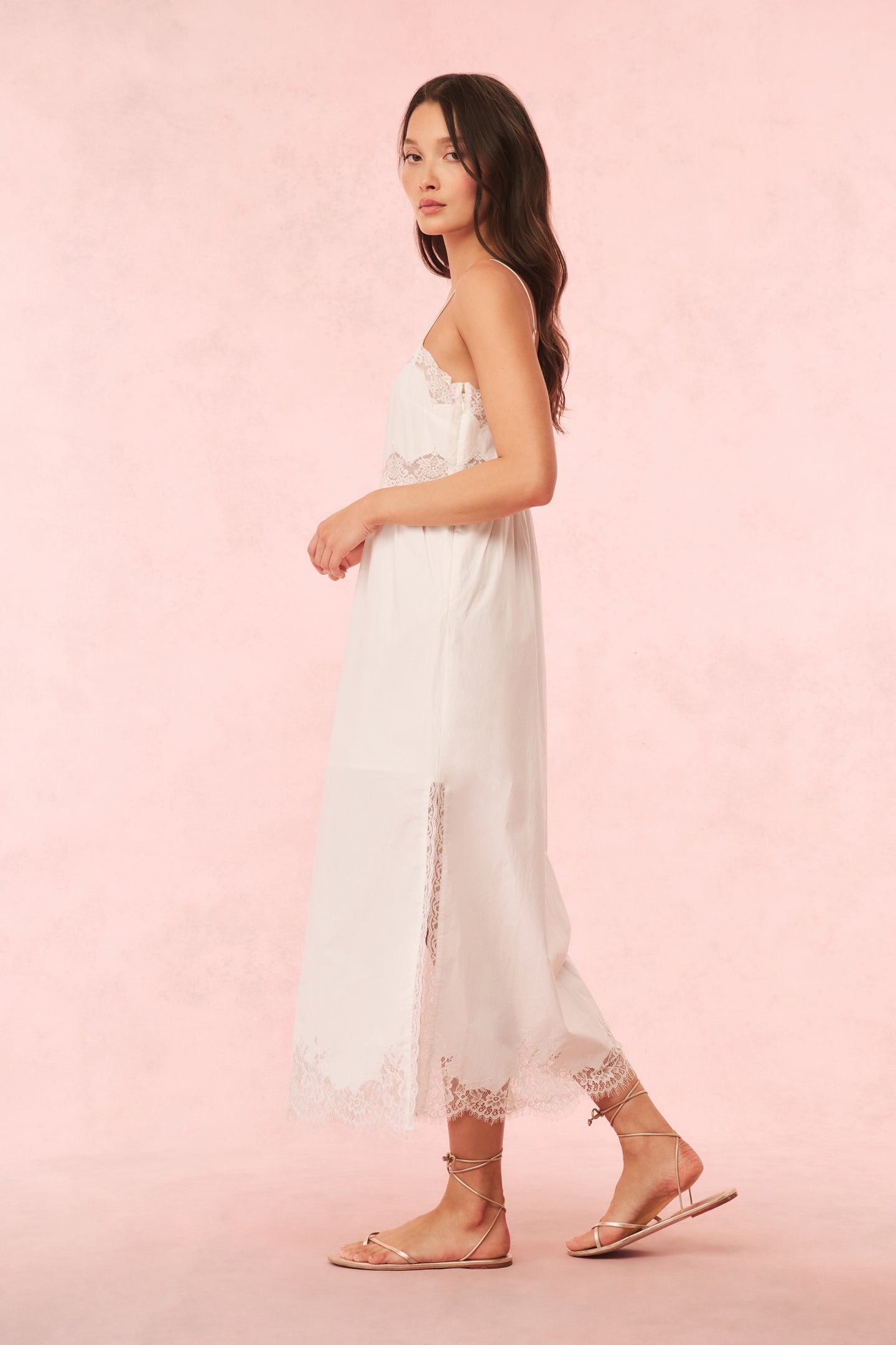 Vinca Cotton Lace Bow Midi Dress