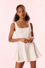 Vionne Denim Embroidered Mini Dress