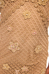 Vreya Metallic Crochet Halter Dress