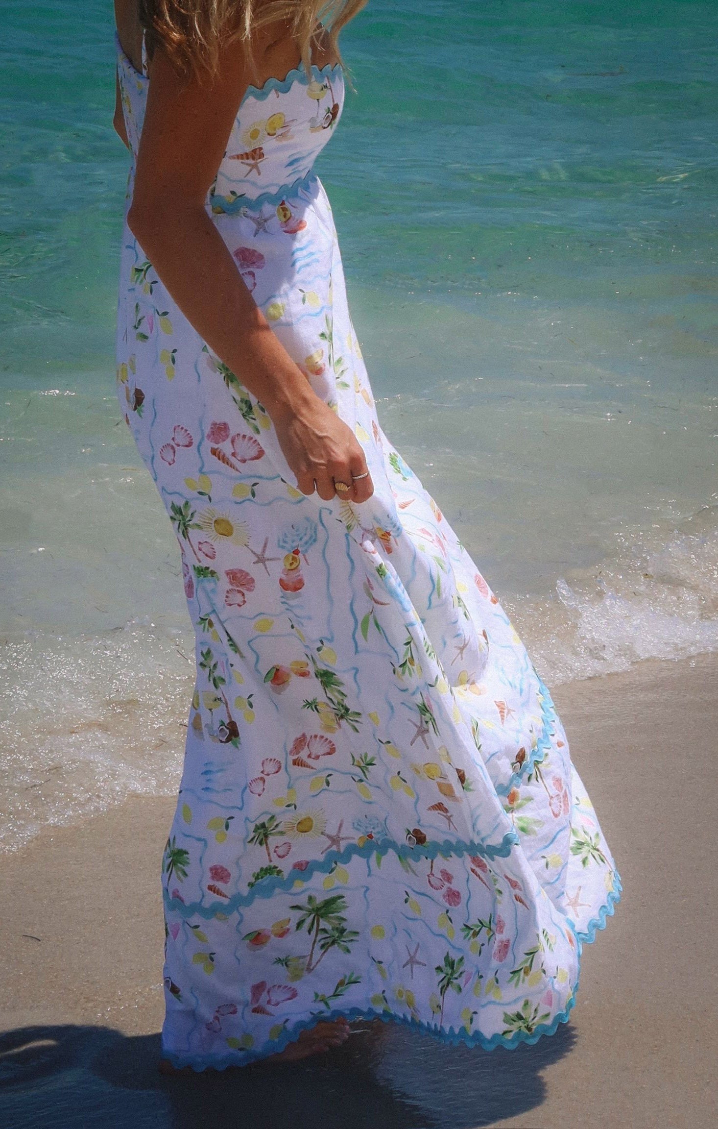 Getaway Maxi Dress ~ Seaside Treasures Blue Scallop