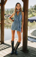 Fairfield Vest Dress ~ Gusty Blue