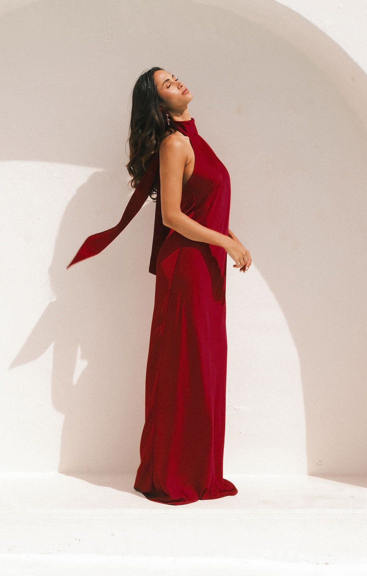 Lisa Maxi Dress ~ Cranberry Luxe Satin