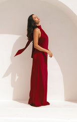 Lisa Maxi Dress ~ Cranberry Luxe Satin