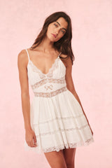 Zima Cotton Lace Bow Mini Dress