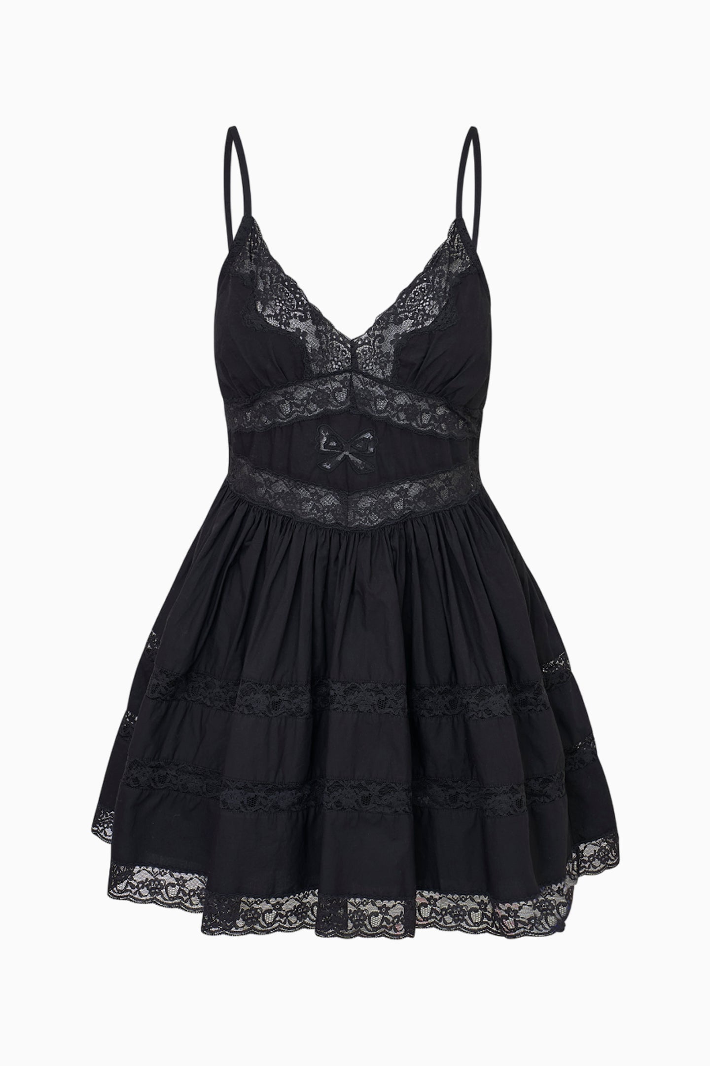 Zima Cotton Lace Bow Mini Dress