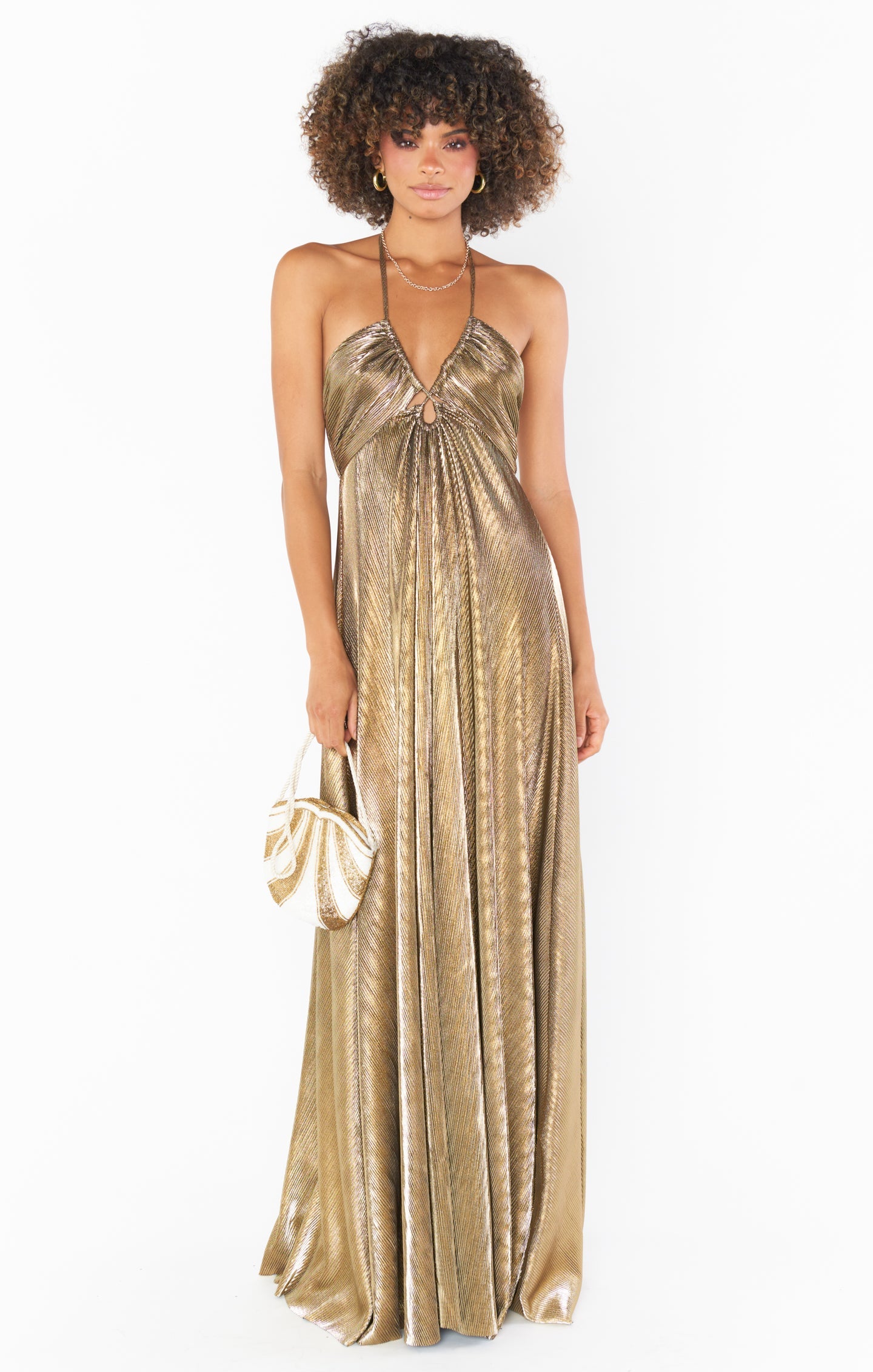 Paros Maxi Dress ~ Pleated Gold
