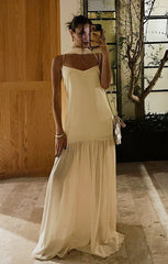 Dalia Maxi Dress ~ Pale Yellow Luxe Satin