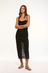 Celadine Cotton Lace-Trimmed Midi Dress