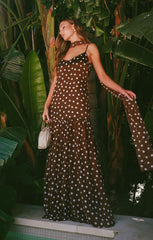 Dalia Maxi Dress ~ Chocolate Brown Polka Dot