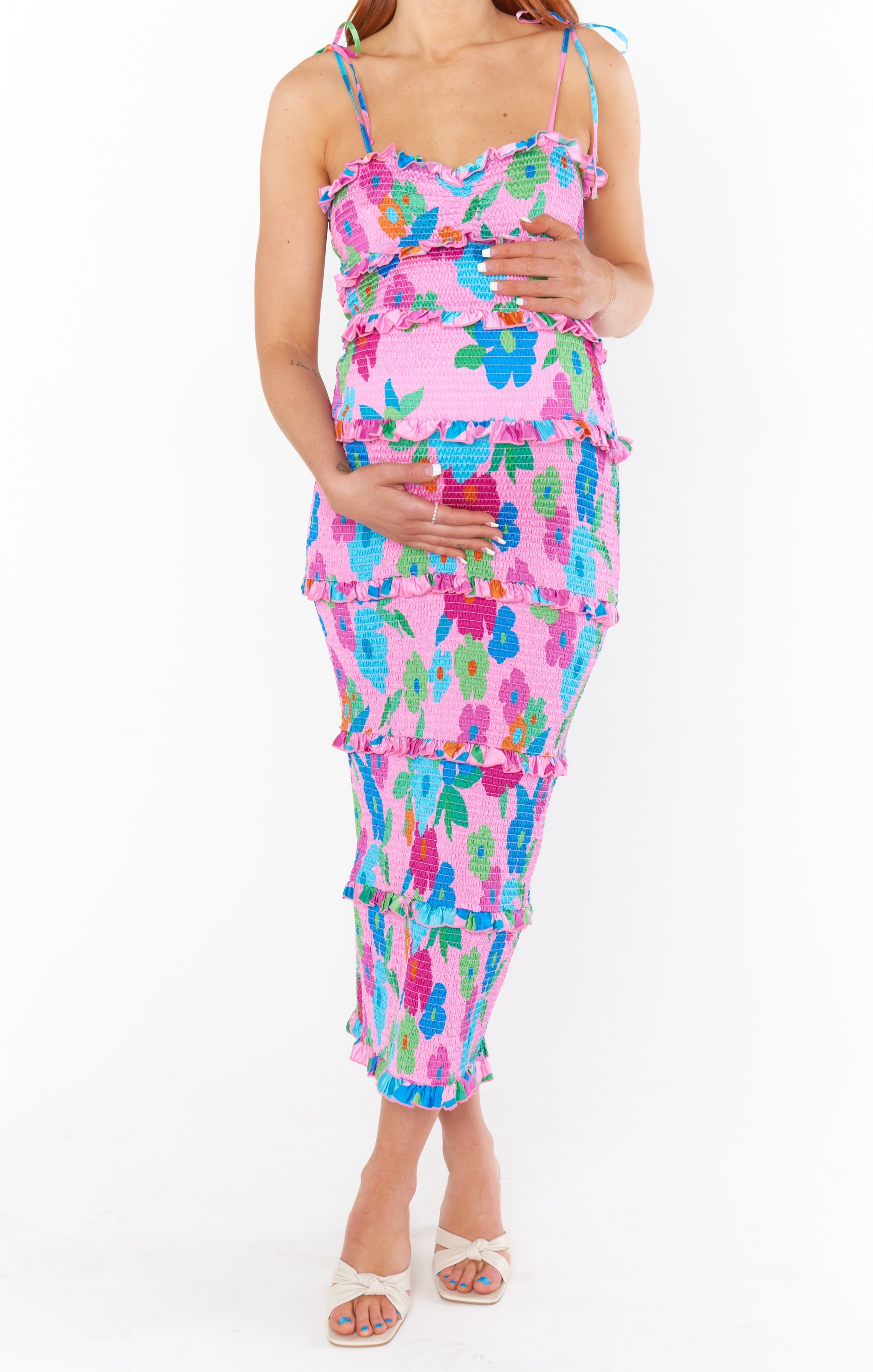 Stella Smocked Dress ~ Pink Piccadilly Floral