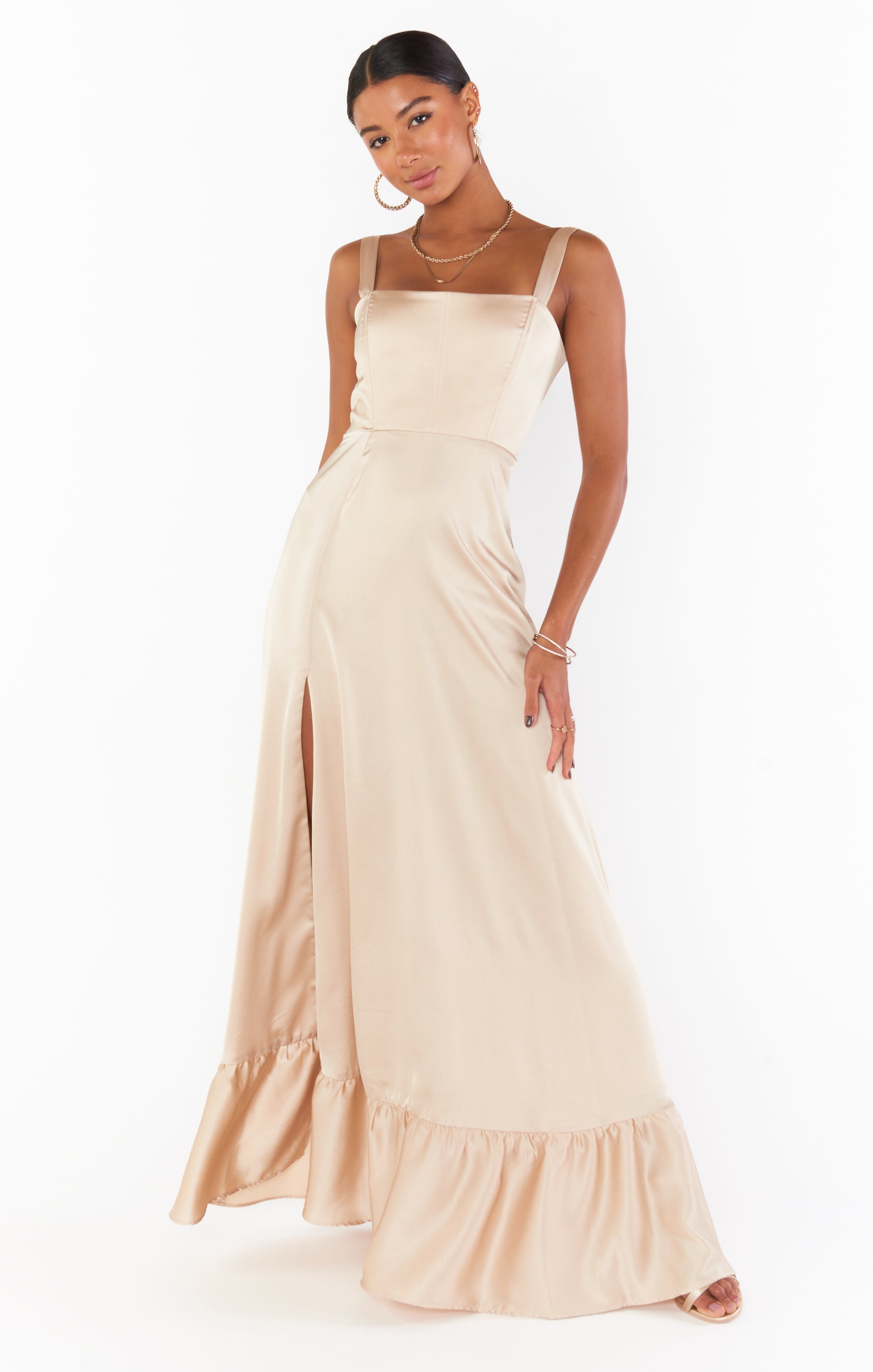 Clarissa Corset Dress ~ Champagne Luxe Satin