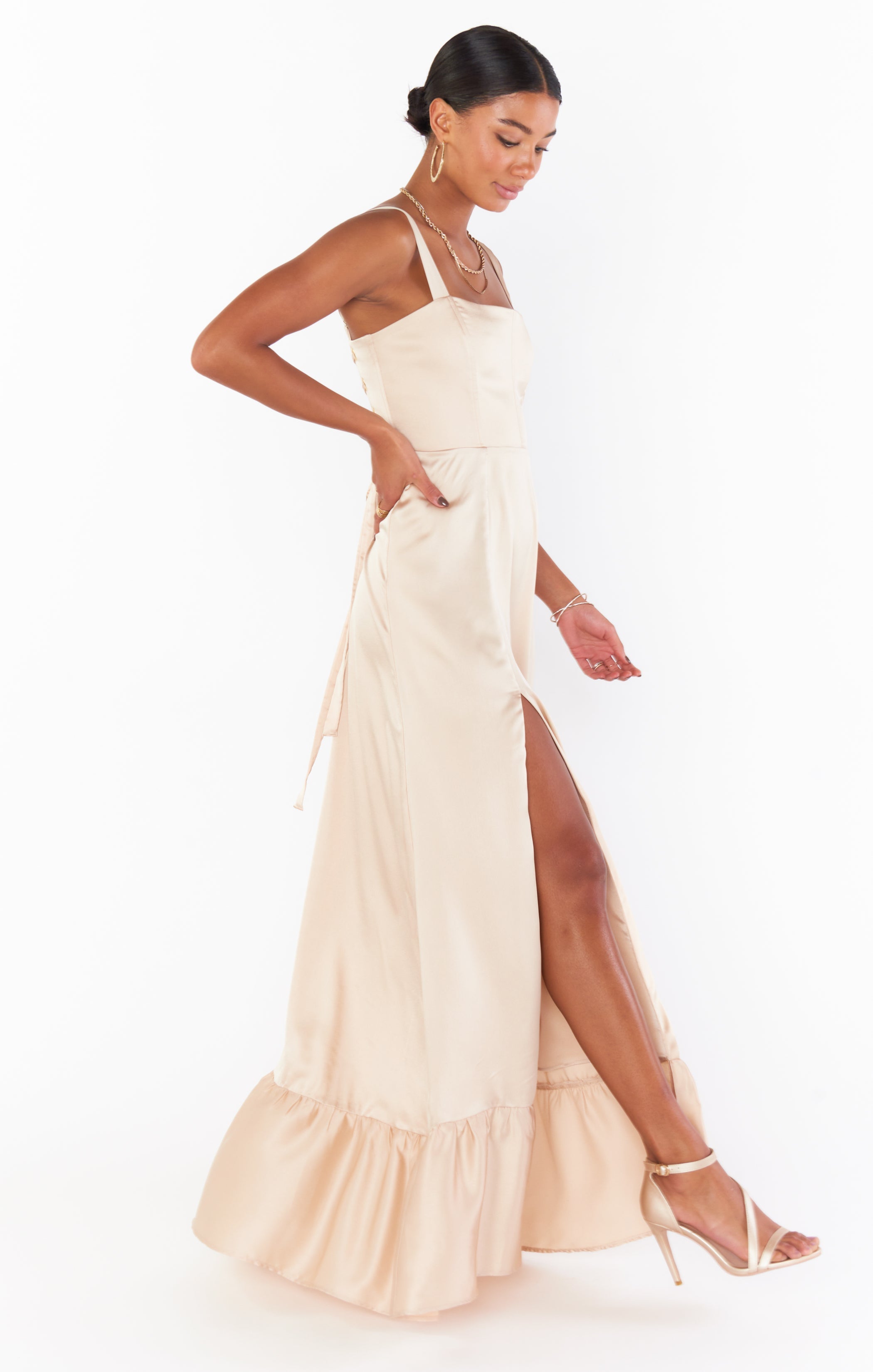 Clarissa Corset Dress ~ Champagne Luxe Satin