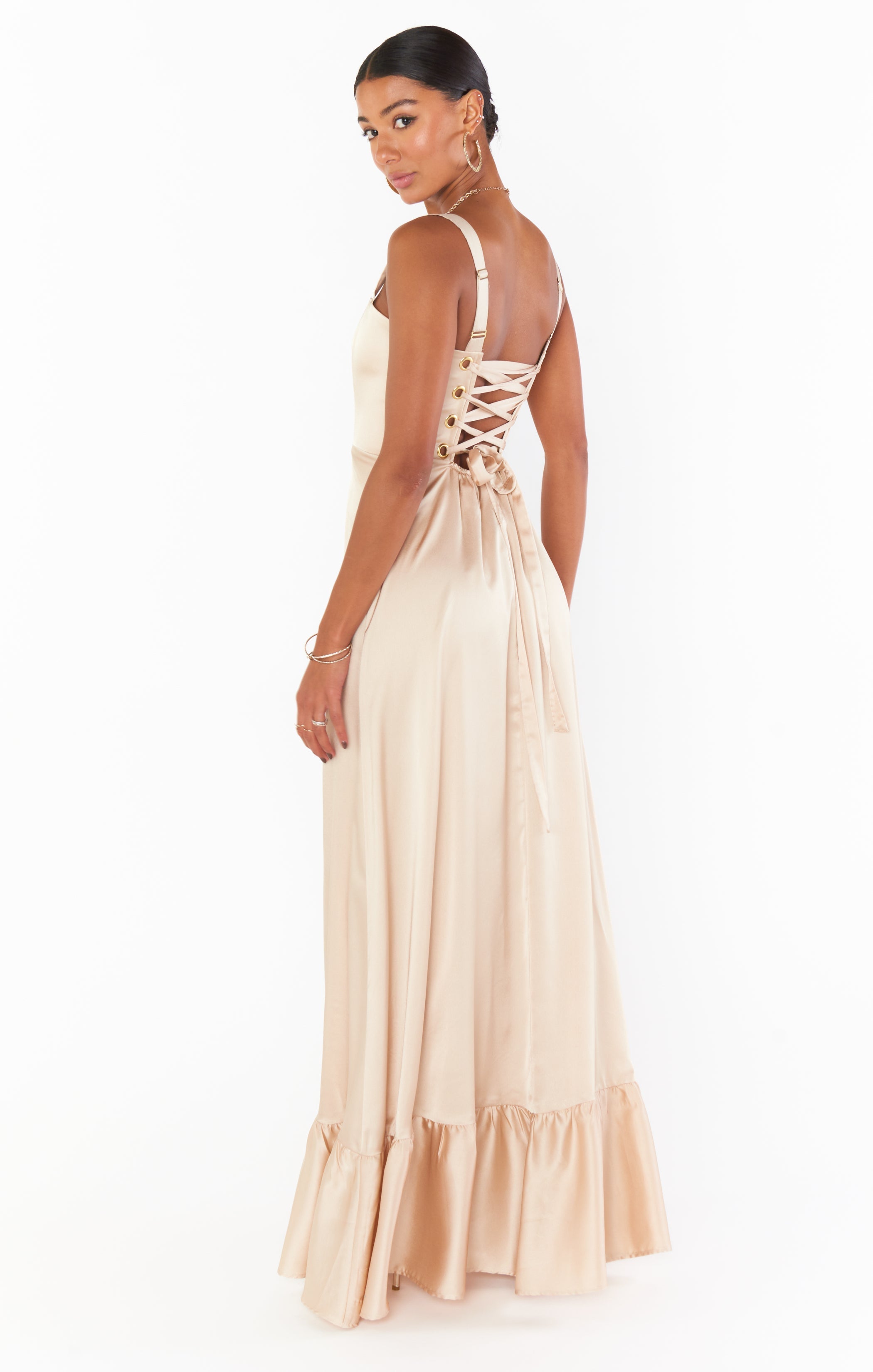Clarissa Corset Dress ~ Champagne Luxe Satin