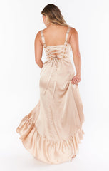 Clarissa Corset Dress ~ Champagne Luxe Satin