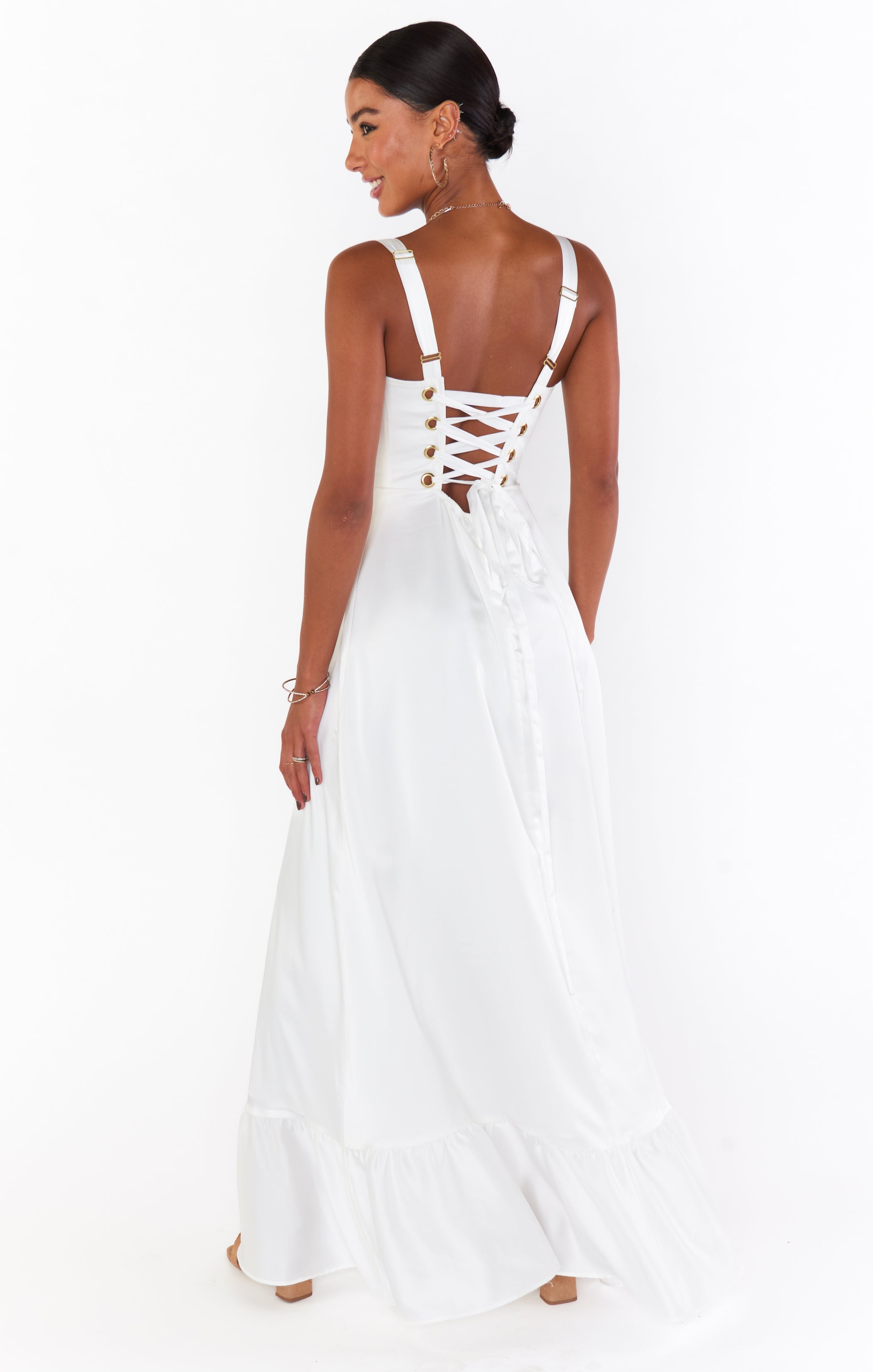 Clarissa Corset Dress ~ Ivory Luxe Satin