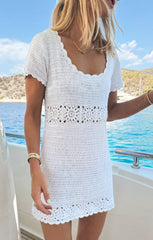 Destination Mini Dress ~ White Crochet
