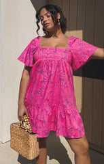 Erin Mini Dress ~ Pink Shells Poplin