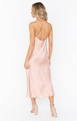 Verona Cowl Dress ~ Rose Gold Luxe Satin