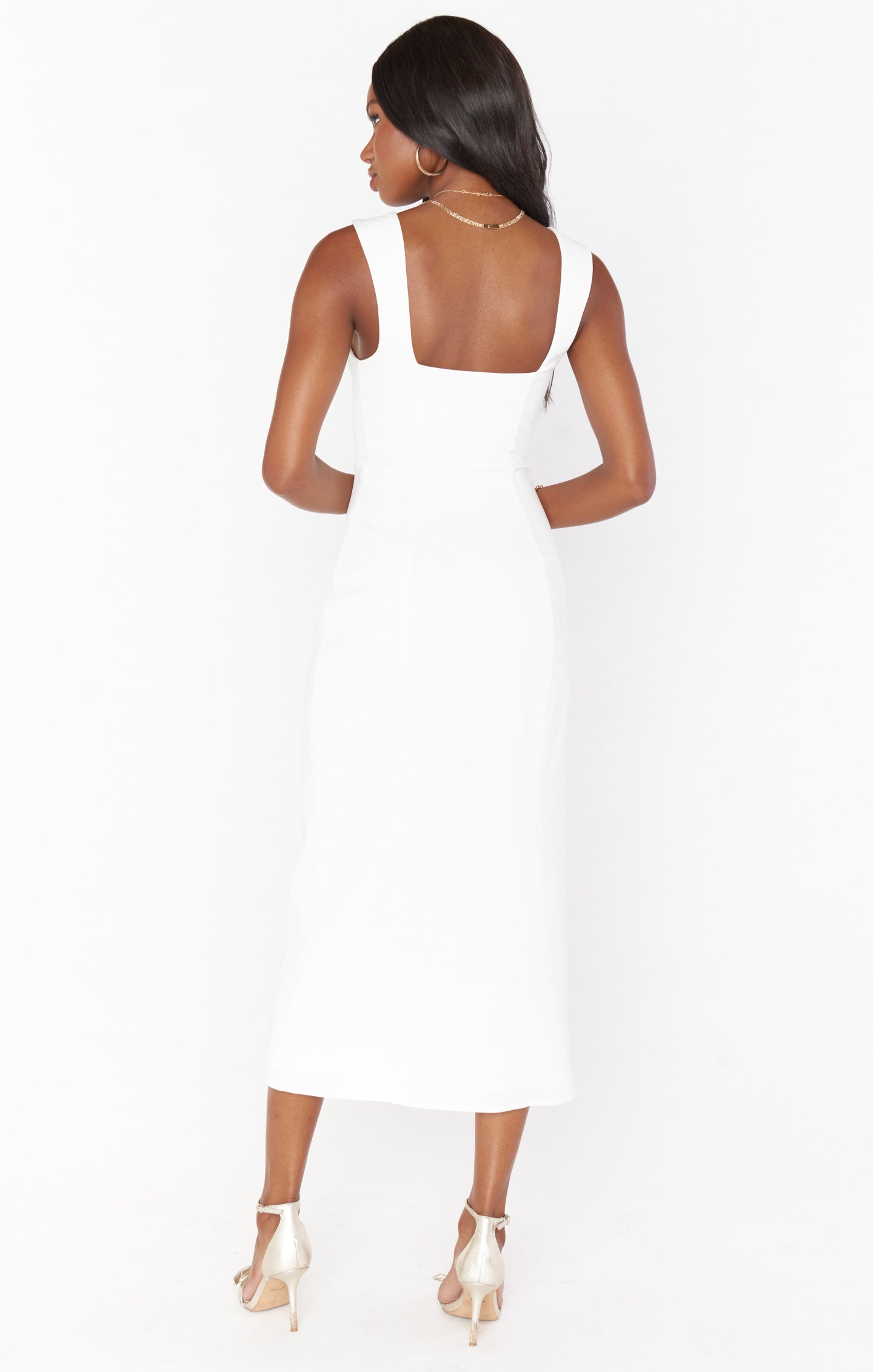 Eden Midi Dress ~ White Stretch